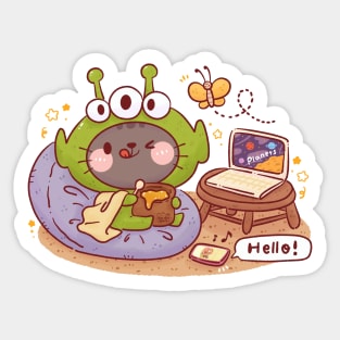 Cute Alien Cat Sticker